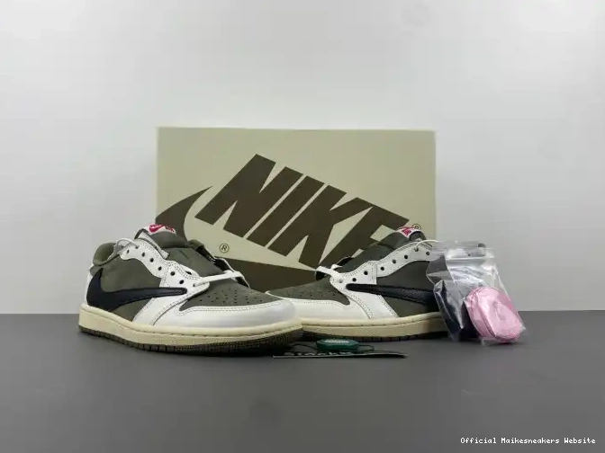 Official Maikesneakers X JORDAN 1 SCOTT AIR MEDIUM OG DM7866-200 LOW OLIVE TRAVIS 0529